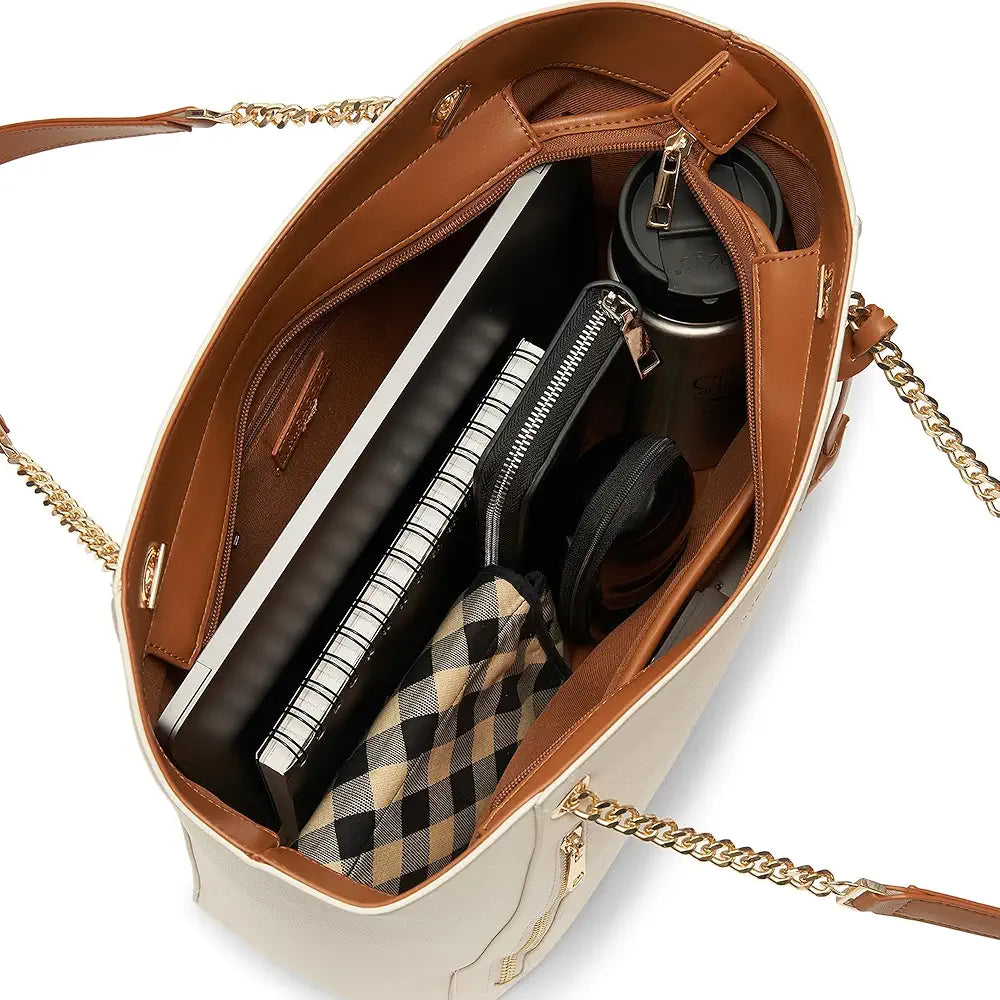 Miraggio Chain Strap Tote Bag for Women | Stylish Everyday Shoulder Bag for Office, College & Travel