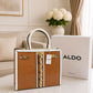 ALDO Avoma Premium Crocodile Textured Satchel Tote Bag Tan White Blue With Dust Cover - PR Collection