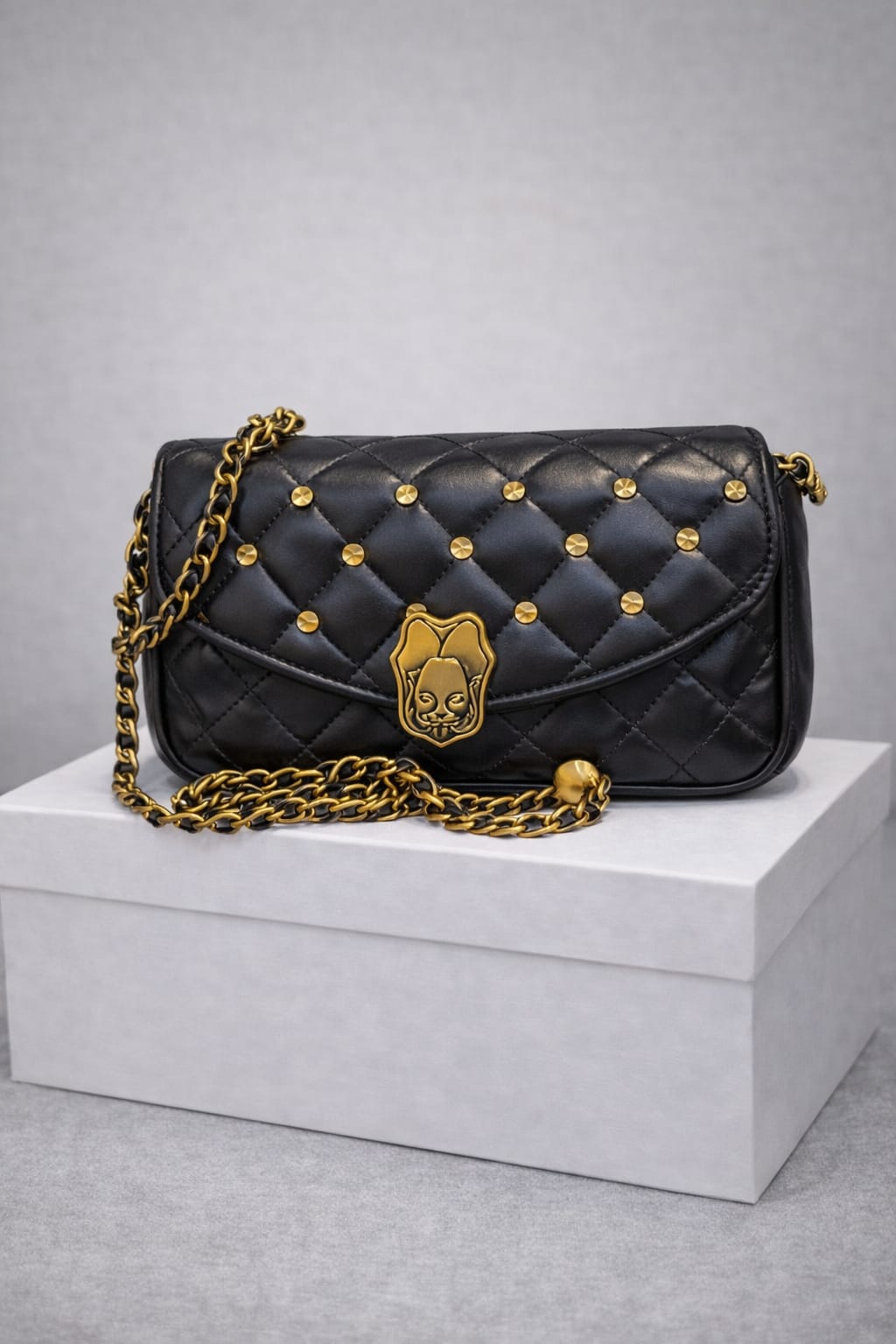 Designer Sling Handbag Metallic Brocade Gold Chain - PR Collection