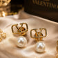 Pearl Drop Earrings With V Detail