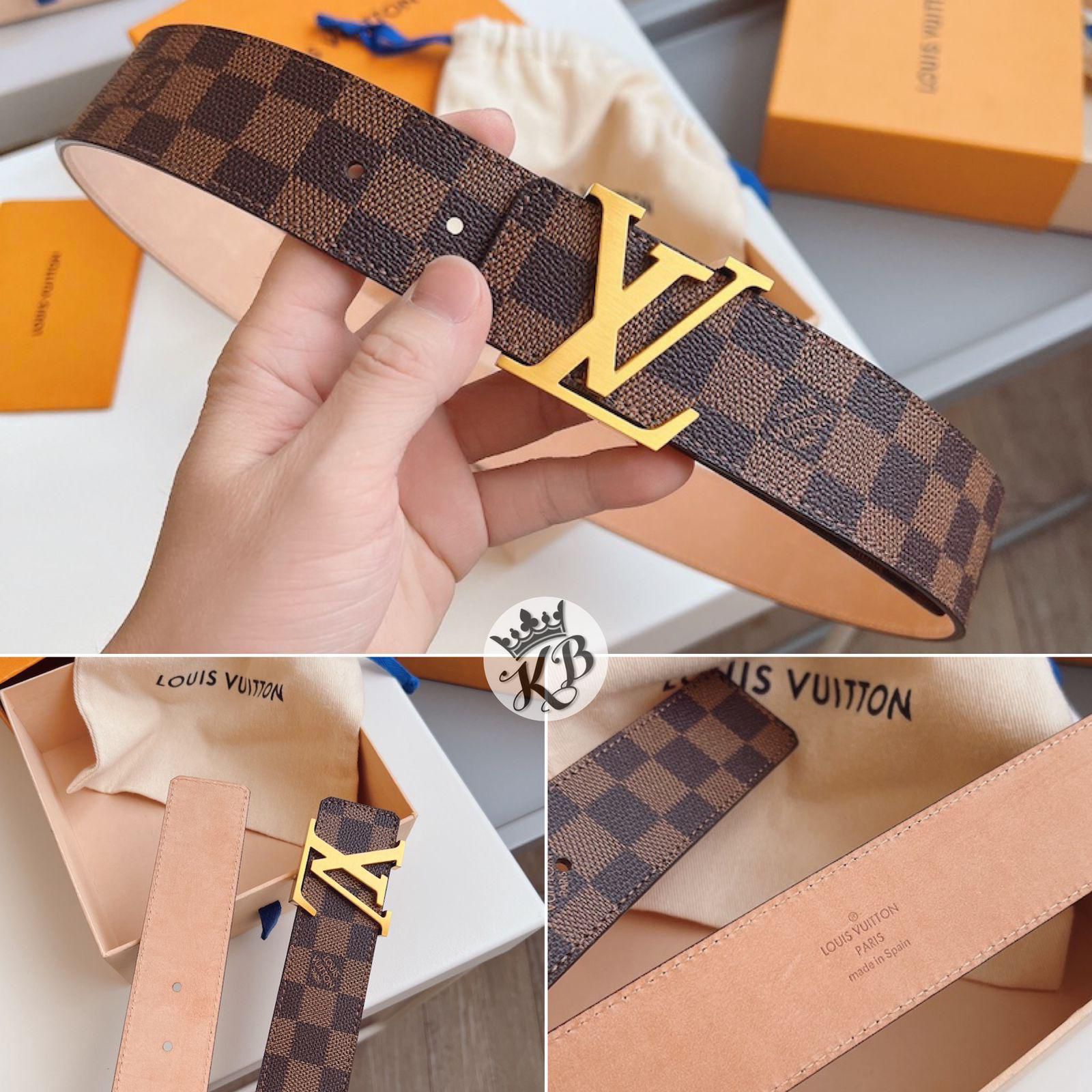LV Brown Grid Belt Italian Leather Luxury Branded Gift For Her Him