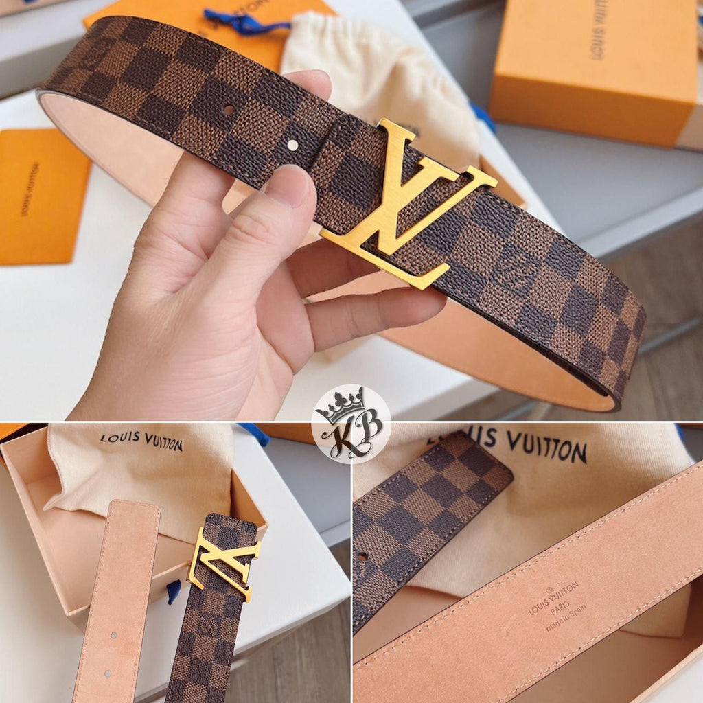 LV Brown Grid Belt Italian Leather Luxury Branded Gift For Her Him