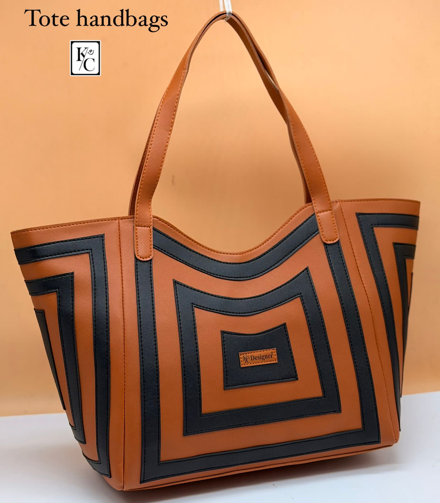 Women's Geometric Print Faux Leather Tote Bag | Multi-Compartment Shoulder Handbag