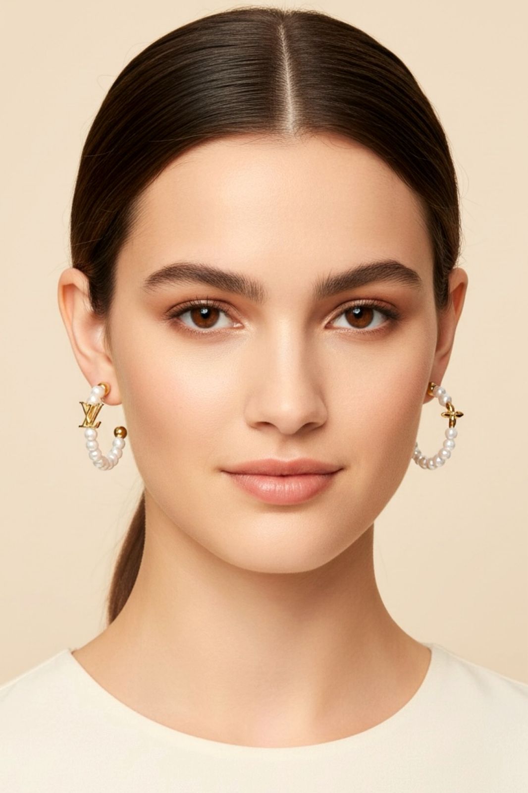 Louis Vuitton LV Pearl Earrings White Gold Finish Luxury Jewellery - PR Collection