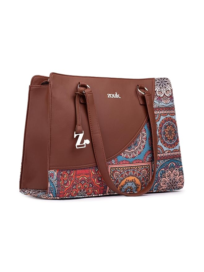 ZOUK Handcrafted Jute Tote Bag for Women - Office and College Bag