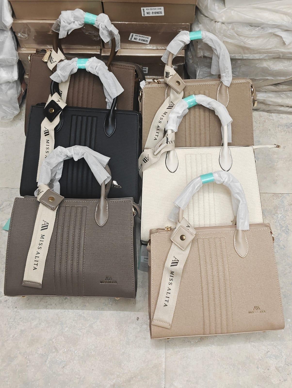 Miss Alita Front Metal Logo Bag Off-white genuine leather - PR Collection