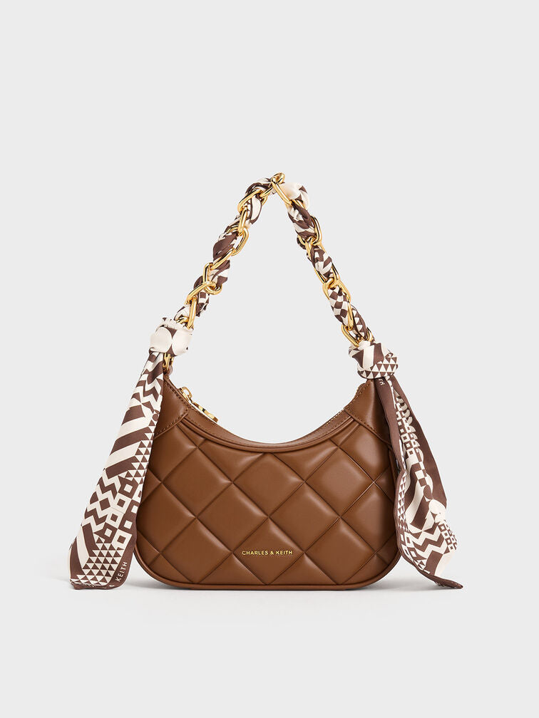 Charles Keith Mini Alcott Scarf Handle Quilted Bag - PR Collection