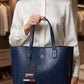 Tommy Hilfiger Iconic Monogram Embossed Tote Bag Blue - PR Collection