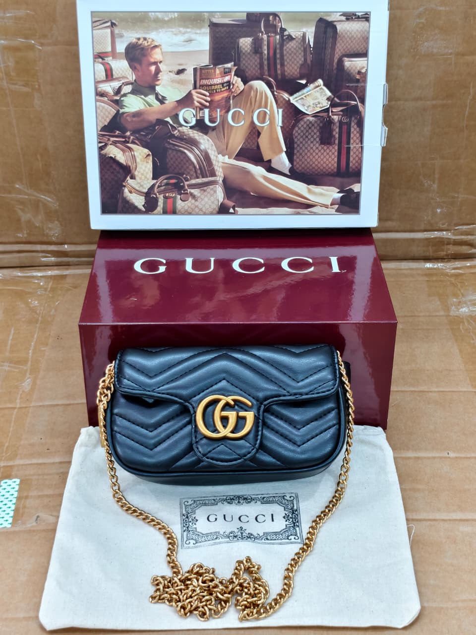 Women Premium Mini Chain Bag Quilted Leather Double Box Dust Bag Party Festive Luxury Handbag India