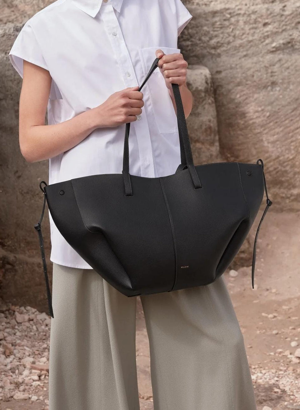 Polene Grained Leather Tote Bag - PR Collection