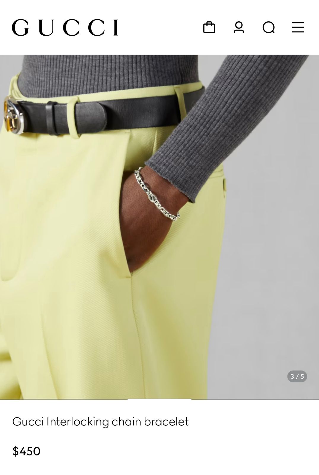 Gucci Signature Chain Unisex Bracelet Silver With Brand Box - PR Collection