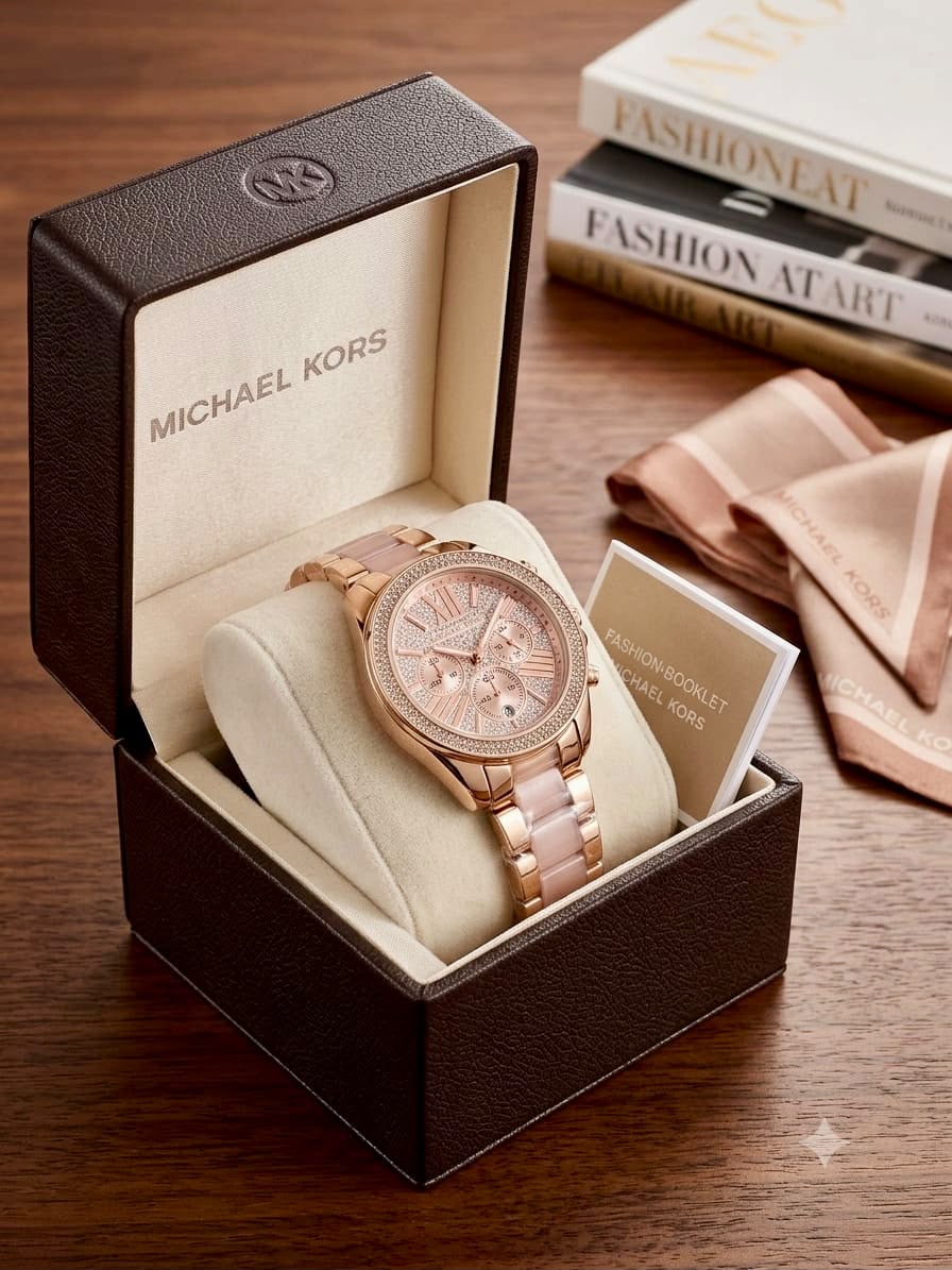 MK For Her Chronograph Watch side view bracelet clasp luxury imported watch women