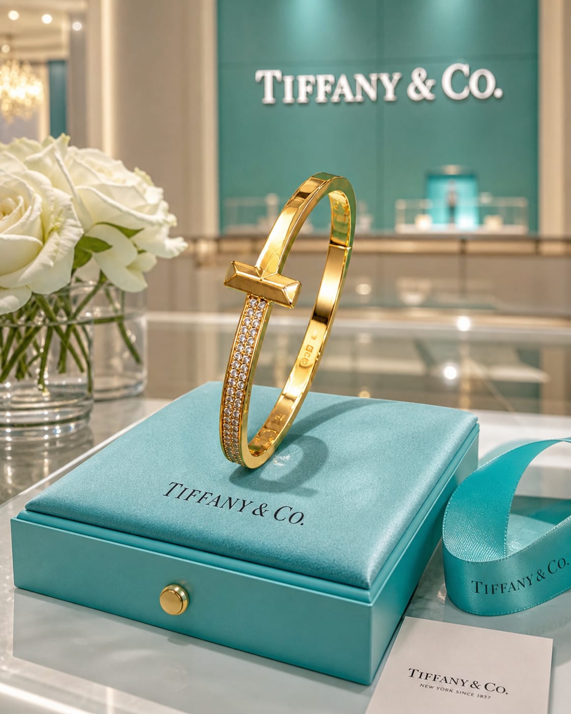 Tiffany Premium Gold Bracelet Elegant Stone Detail Jewellery - PR Collection