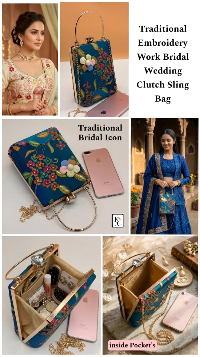 Indian Bridal Wedding Bucket Clutch Sling Bag - PR Collection
