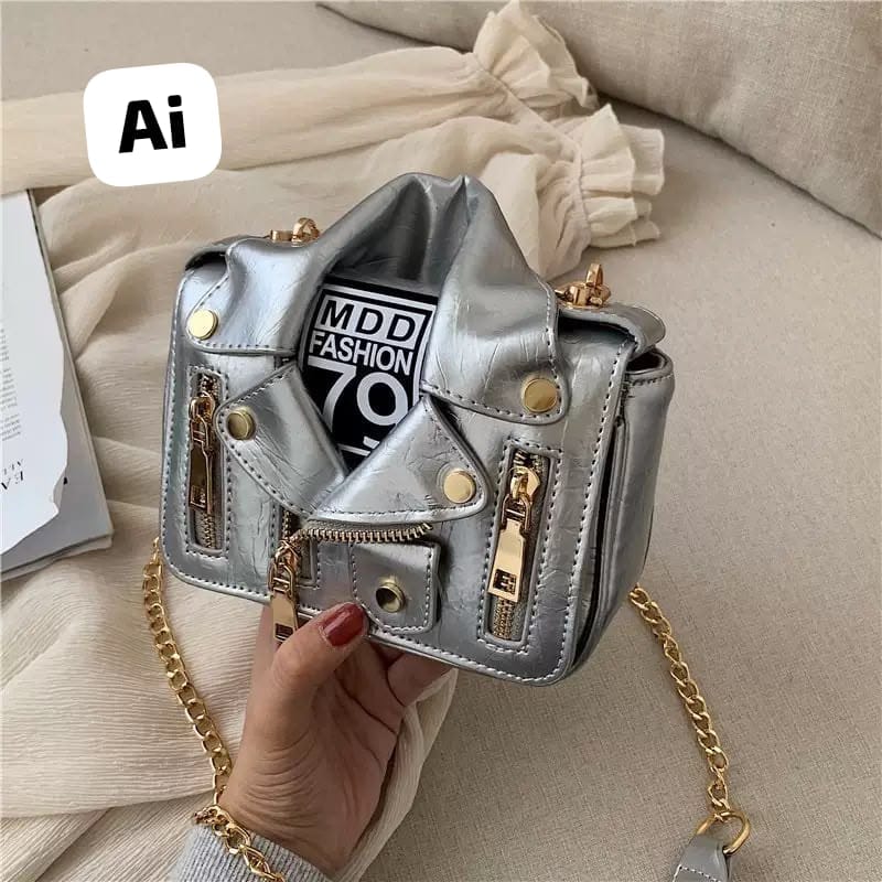 Women Imported Premium Sling Bag Silver 7x7 Inch High End Quality Crossbody India