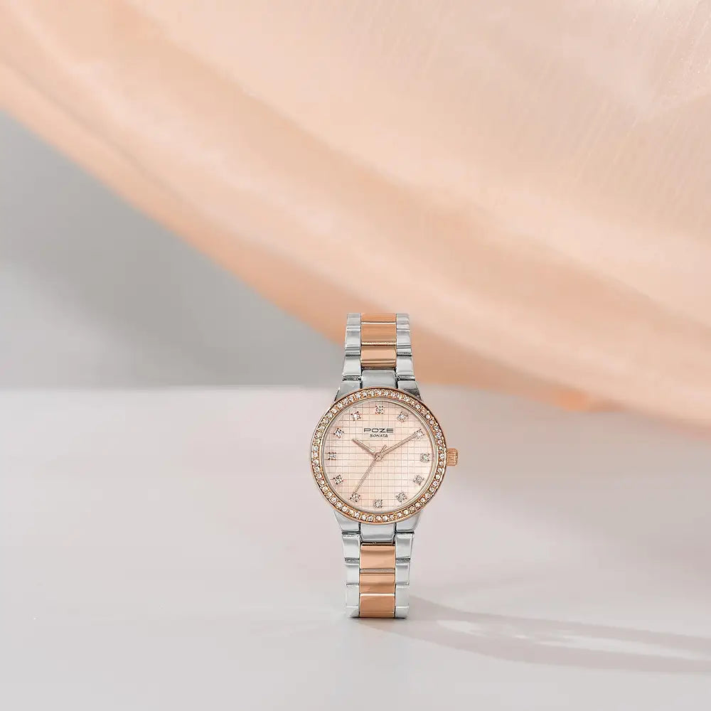 Sonata Bi Metal Breeze Quartz Gold Round Dial Women Watch Stainless Steel - PR Collection