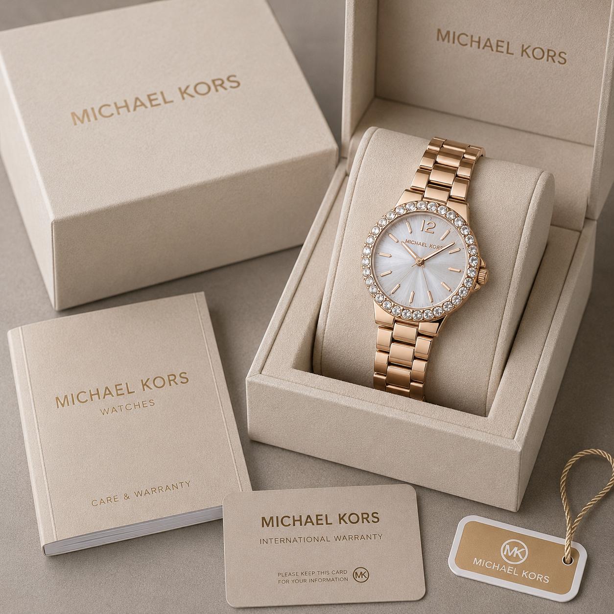Michael Kors Lennox luxury watch for women C1 gold stainless steel diamond bezel quartz
