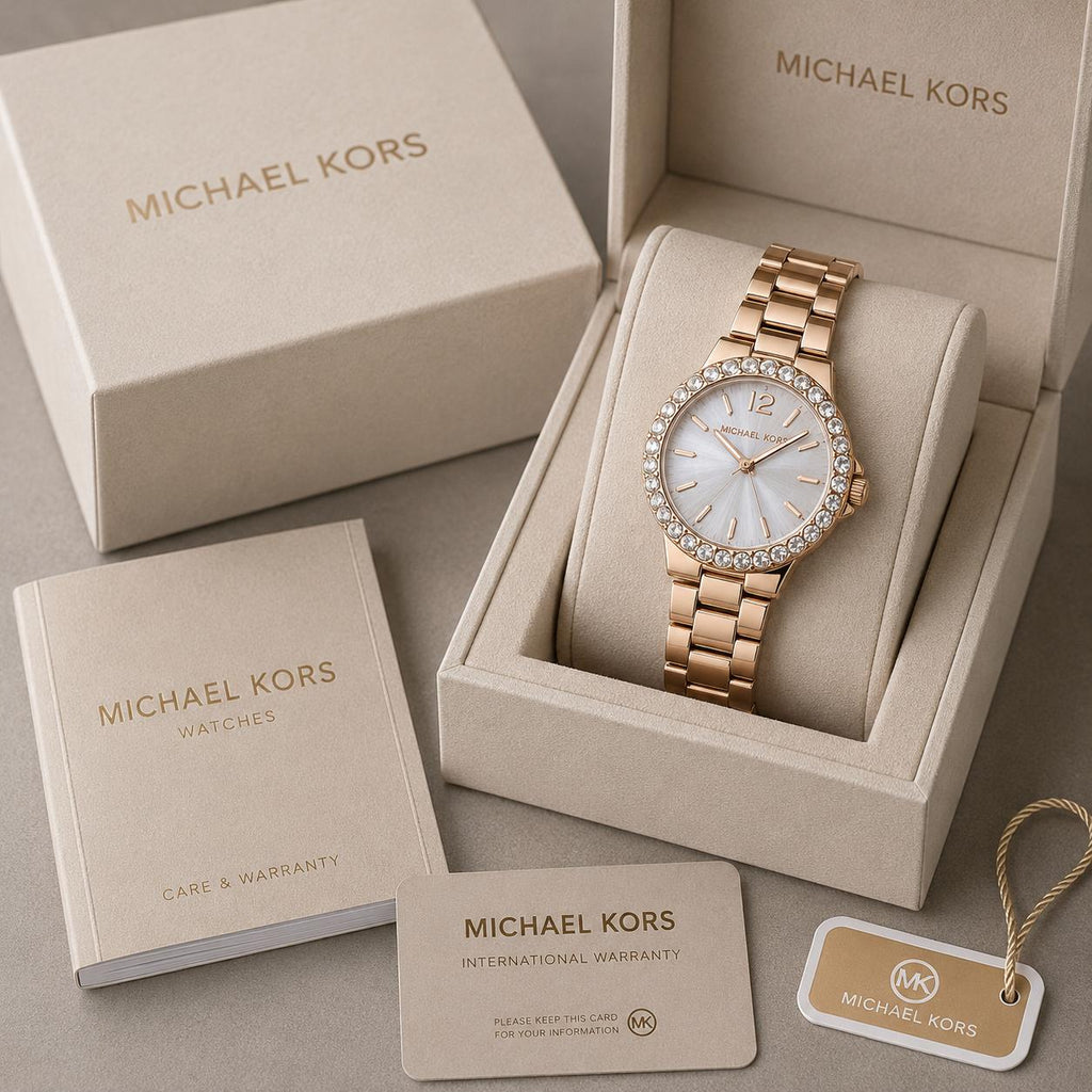 Michael Kors Lennox luxury watch for women C1 gold stainless steel diamond bezel quartz