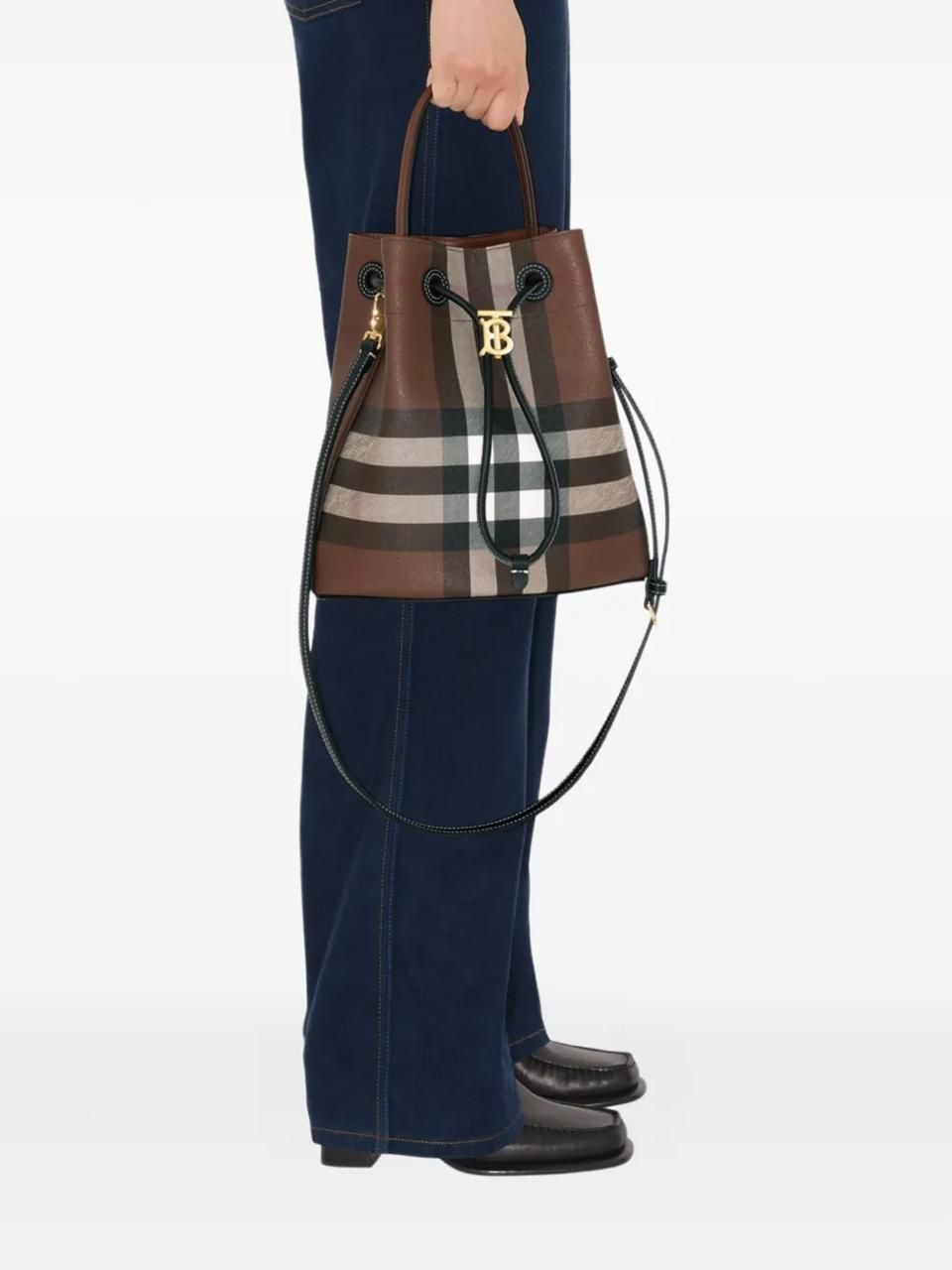 Burberry TB Bucket Bag Brown With Sling Laminated Box Branded India