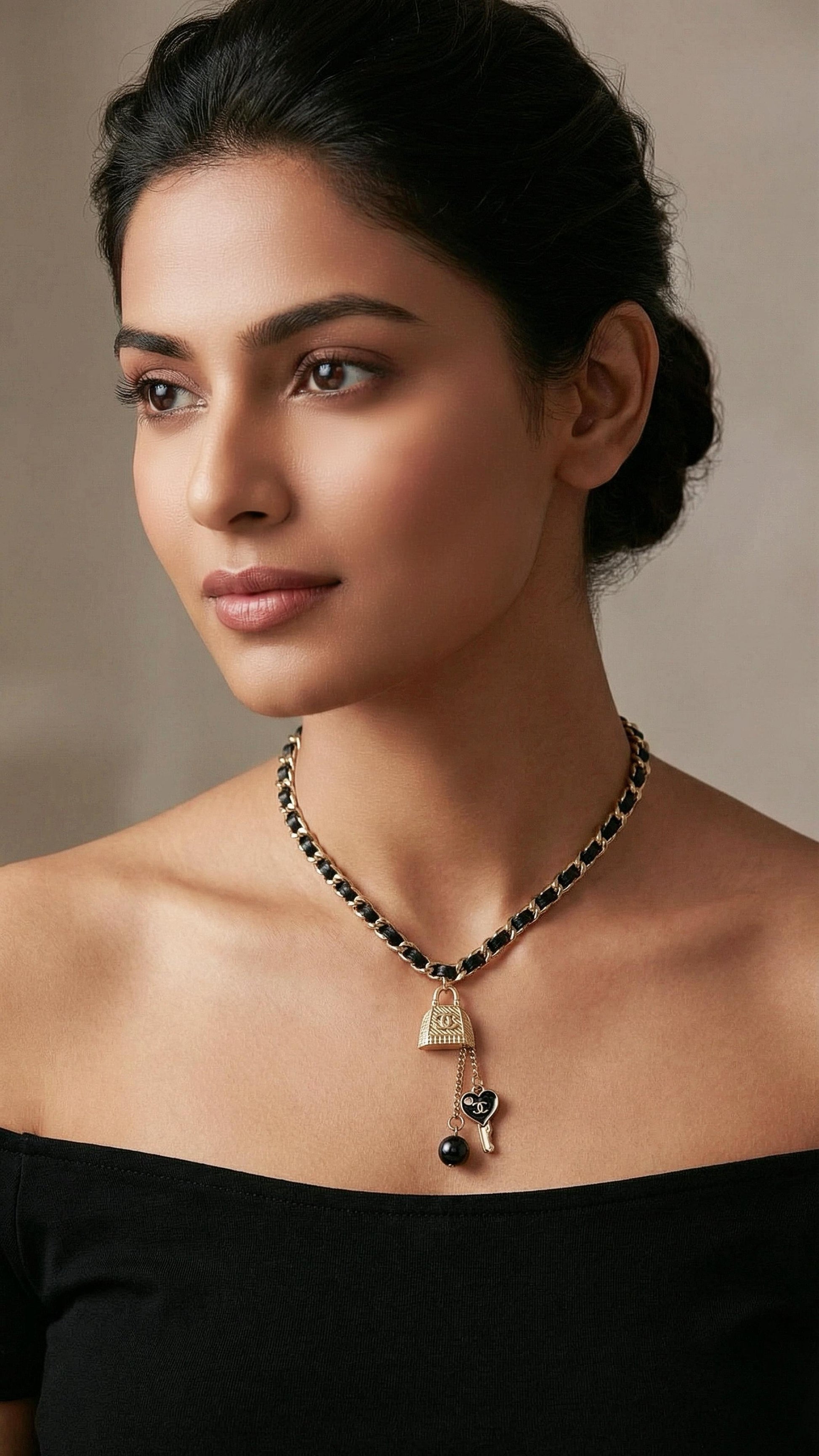 Chanel CC Lock Key Chain Necklace Statement Jewellery Brand Box - PR Collection