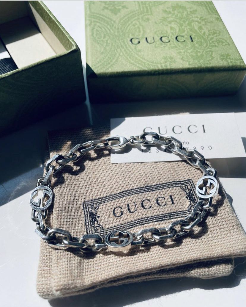 Gucci Signature Chain Unisex Bracelet Silver With Brand Box - PR Collection