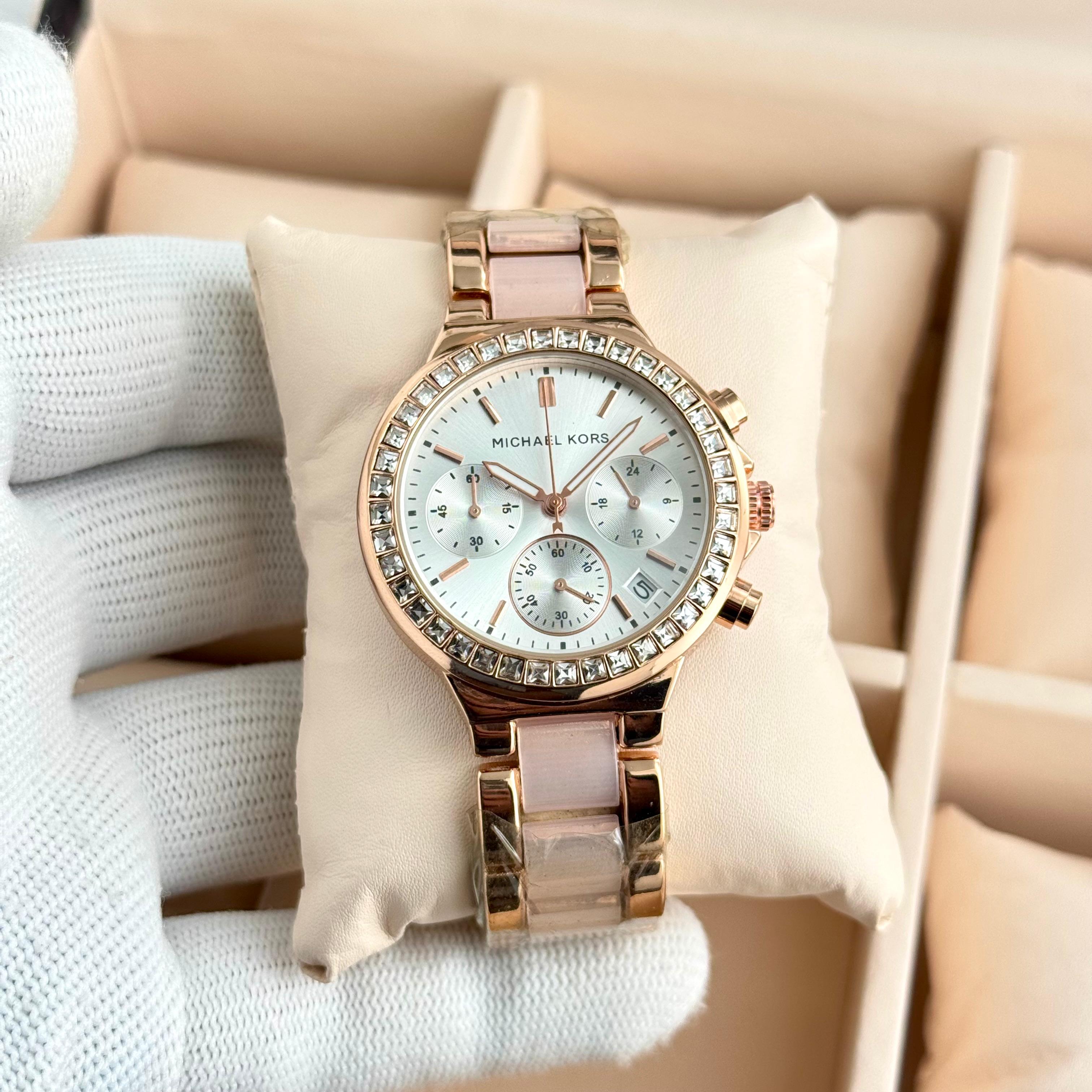 Michael Kors MK chronograph ladies watch D1 date display stainless steel butterfly lock premium India