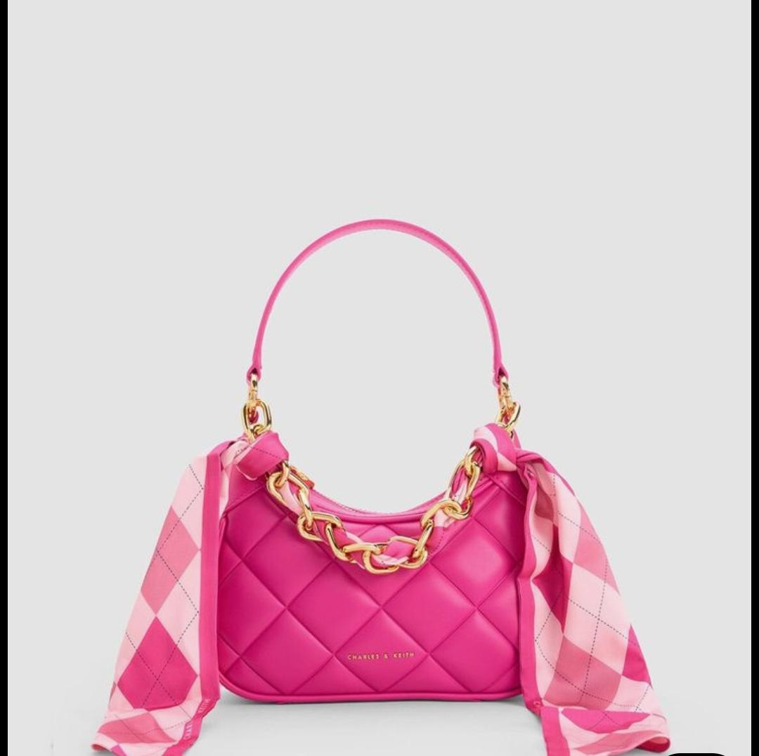 Charles Keith Mini Alcott Scarf Handle Quilted Bag - PR Collection