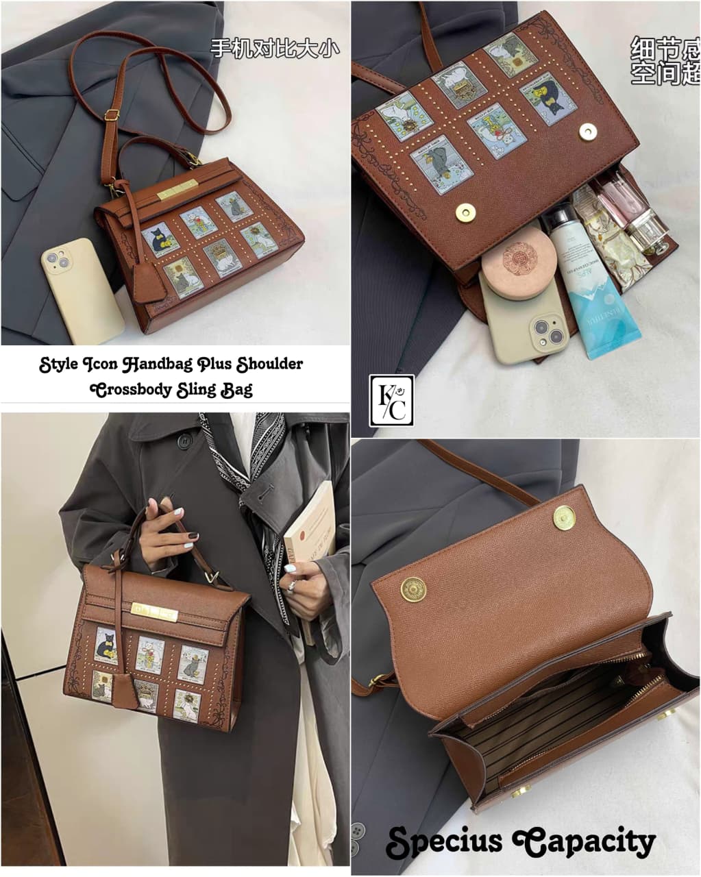 Women Korean Fashion Kelly Bag Tan Color Sling Shoulder Handbag Summer Vacation
