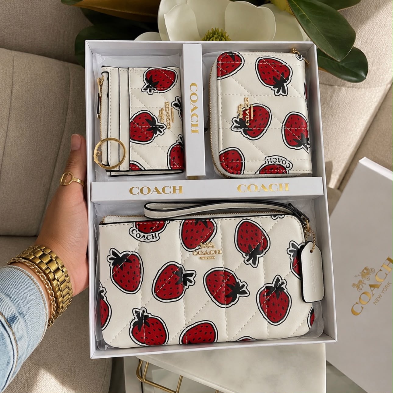Premium Set of 3 Pouch Mini Wallet Card Holder D1 With Box Dust Cover Luxury Women India