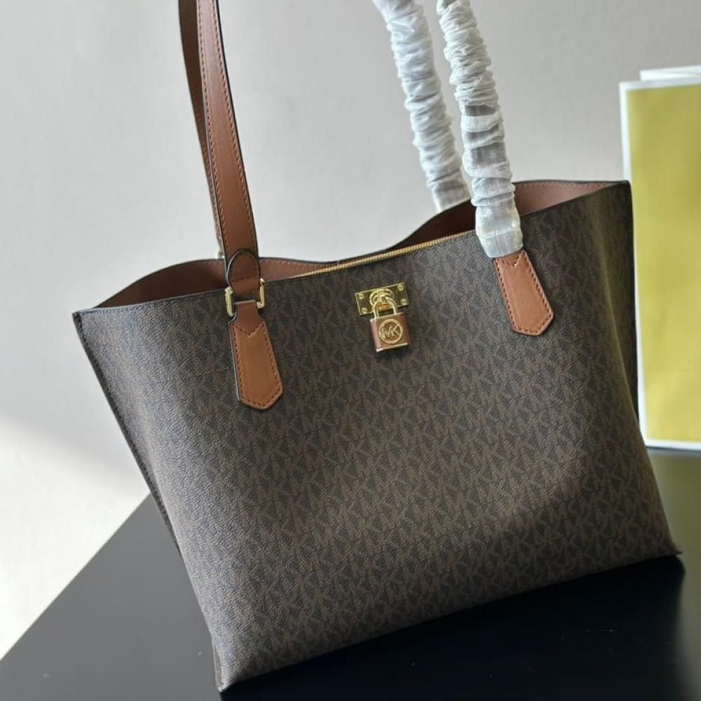 Michael Kors Ruby Large Tote Bag Coffee White With Full Branding Dust Cover - PR Collection