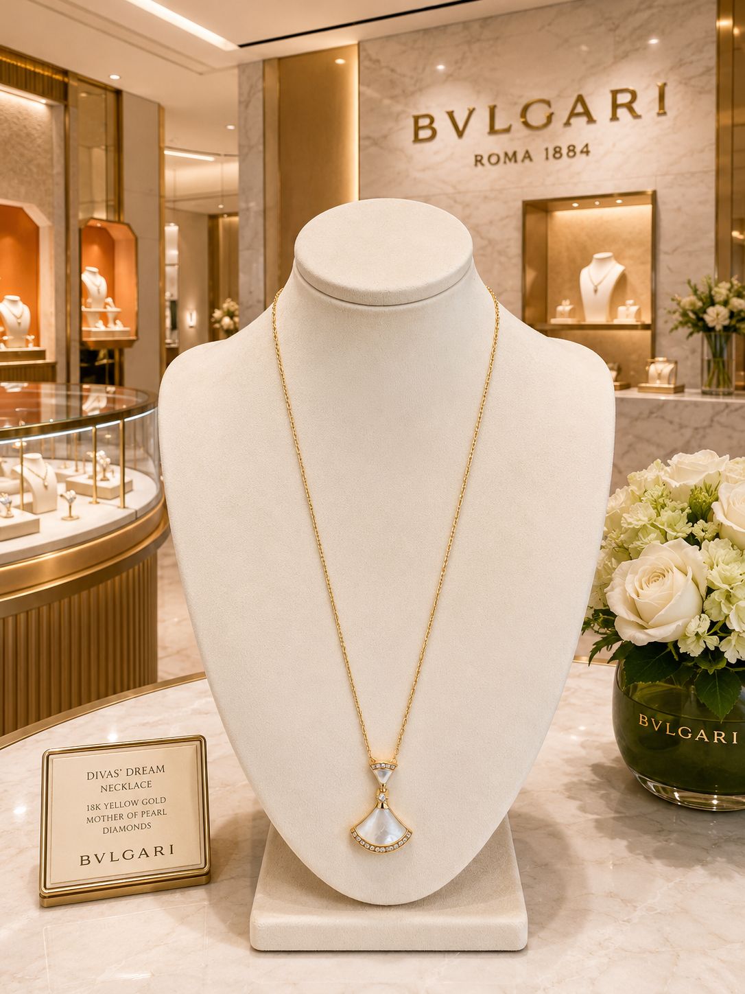 Premium Gold Finish Pendant Necklace Mother of Pearl Inspired Jewellery - PR Collection