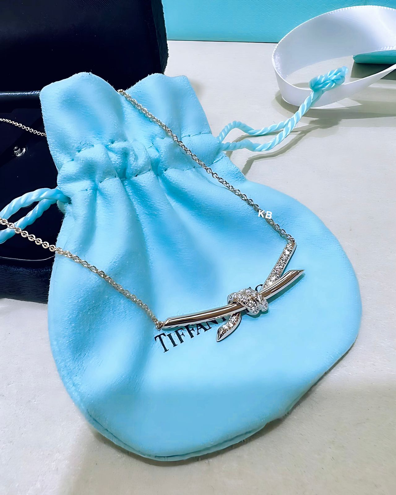 Knot Silver Diamond Pendant