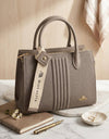 Miss Alita Front Metal Logo Bag Brown genuine leather - PR Collection