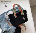 Women's Korean style canvas bucket bag black, crossbody commuter bag