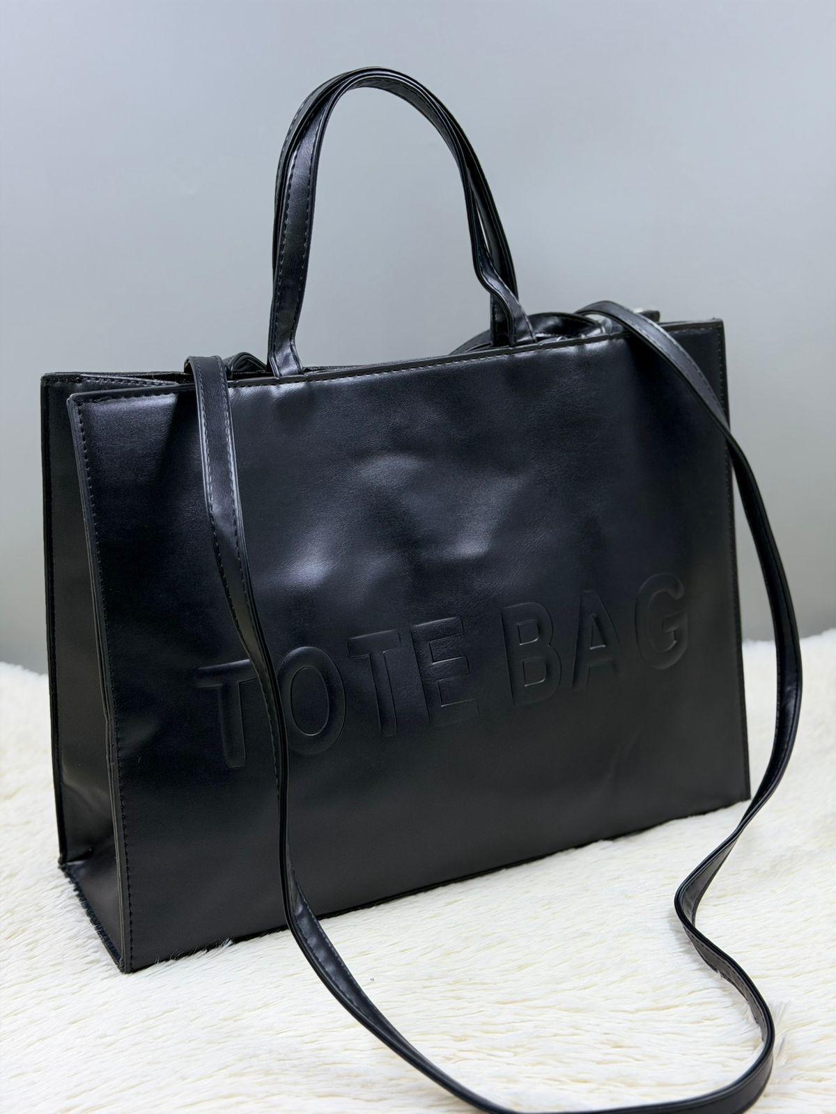Designer leather tote bag with genuine leather finish