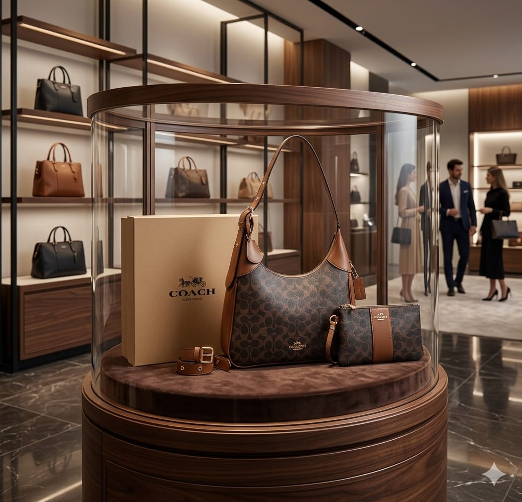 Coach Signature Tote Bag Combo Leatherette Brand Box Coffee Apricot - PR Collection