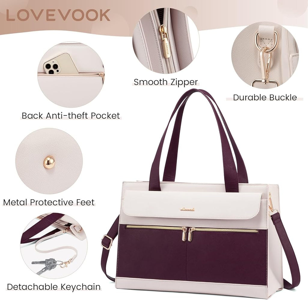 LOVEVOOK Ladies Work Bag Laptop Compartment Briefcase School Office - PR Collection