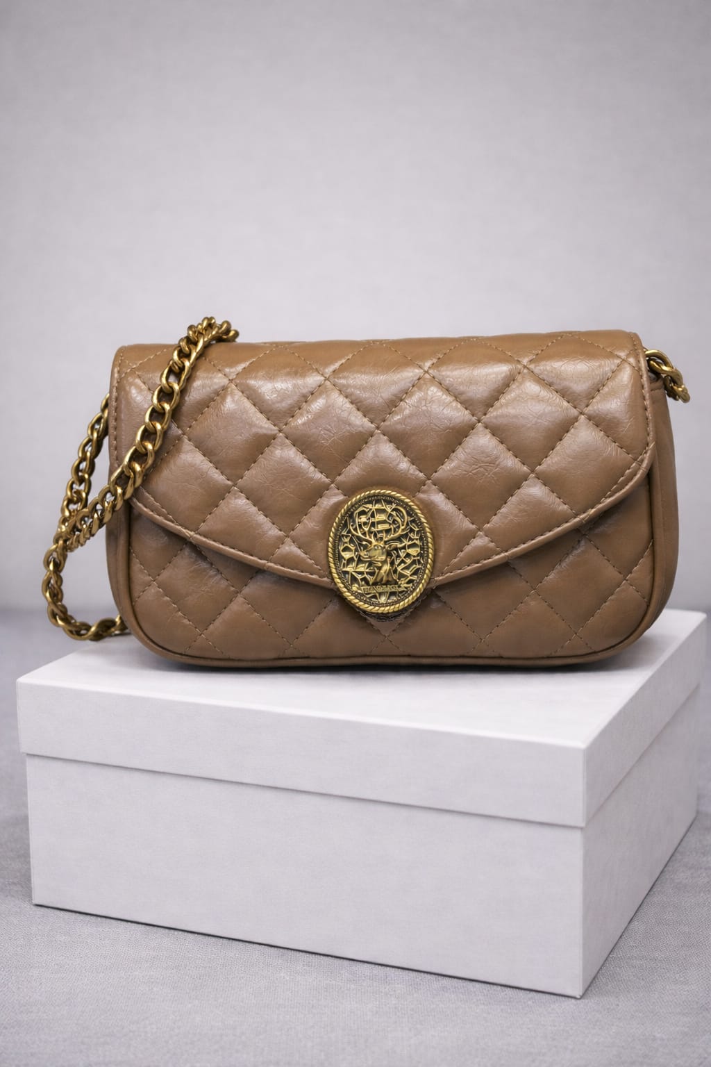 Designer Sling Handbag Metallic Brocade Gold Chain - PR Collection