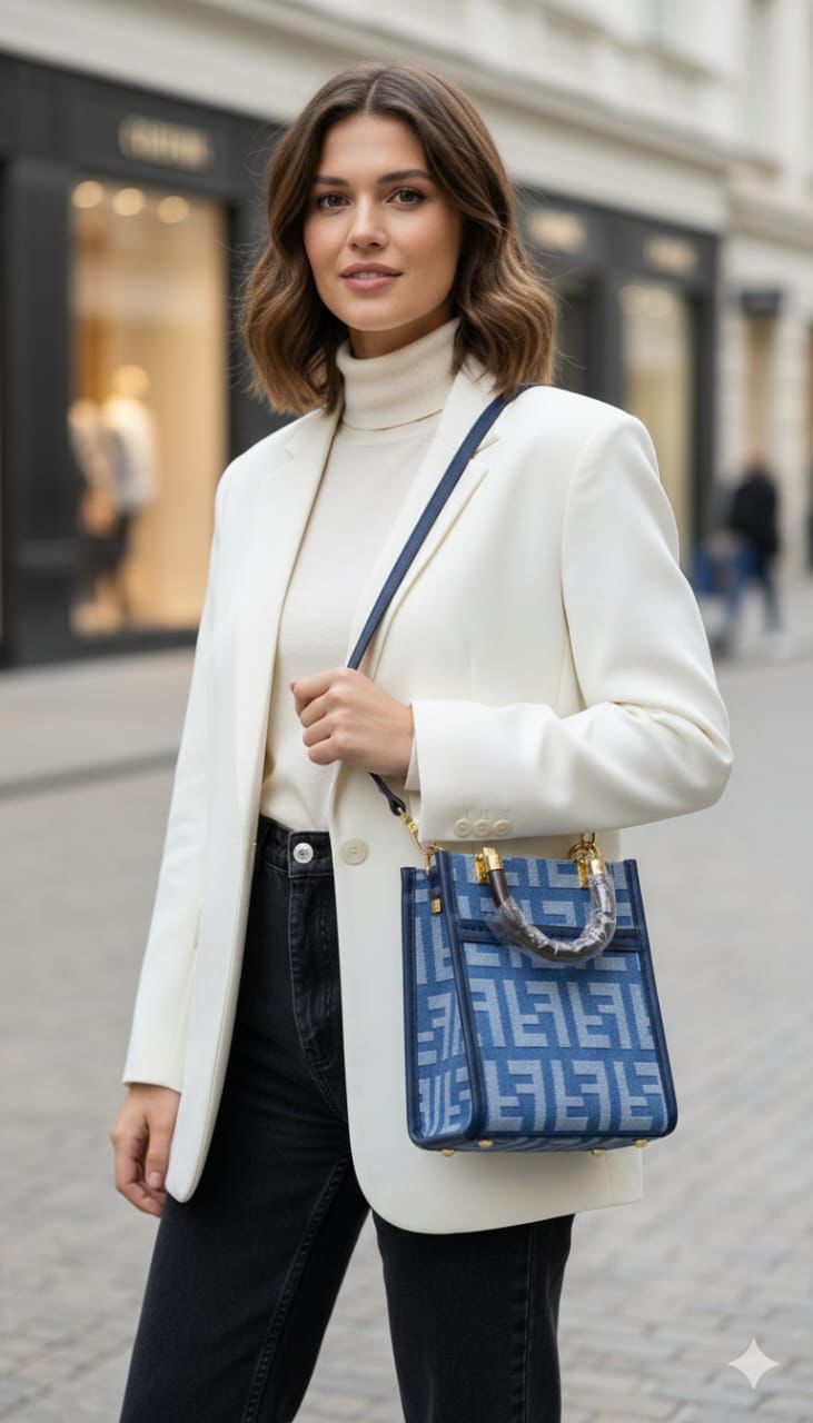 Fendi Sling Bag Blue Luxury Branded Crossbody Handbag Women India