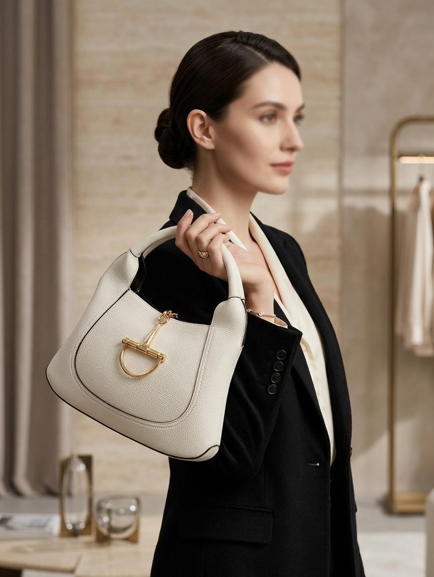 Gucci Hobo Bag White Gold Hardware Designer Women Handbag