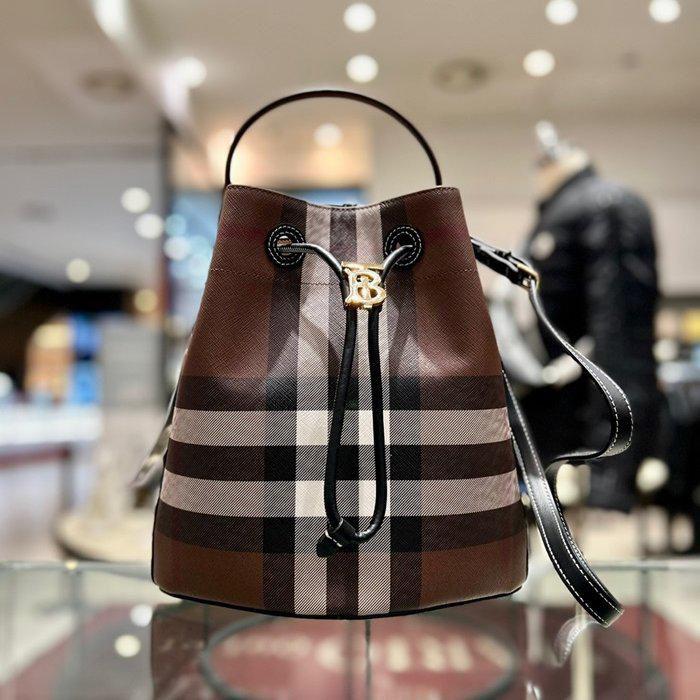 Burberry TB Bucket Bag Dark Rich Brown Ultra Premium Leather Luxury India