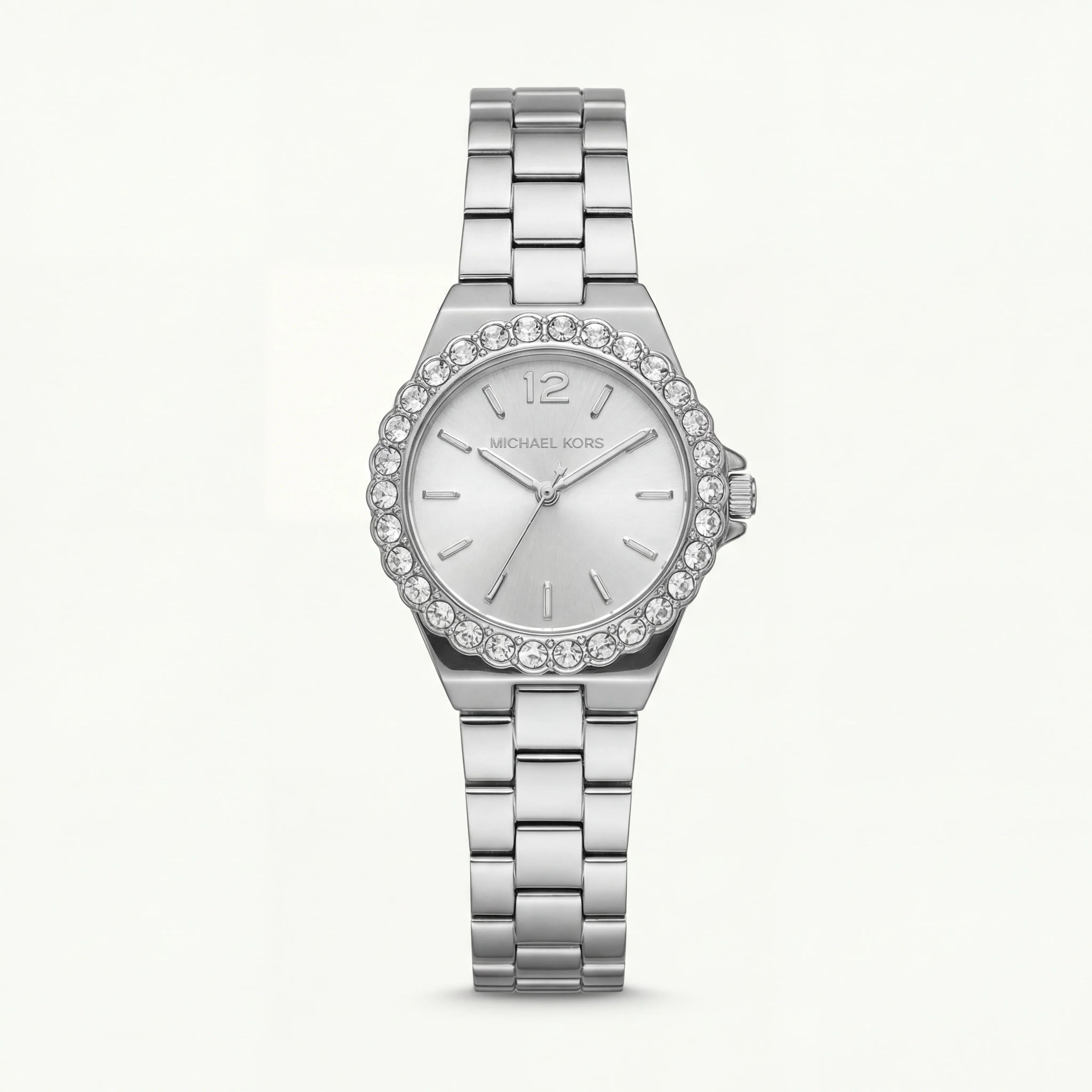 Michael Kors Lennox watch close up diamond bezel 30mm case size premium quartz India