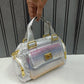 Women Imported Designer Boston Bag D5 Pink Rhinestone Dual Pocket Gold Hardware Party Festive Handbag