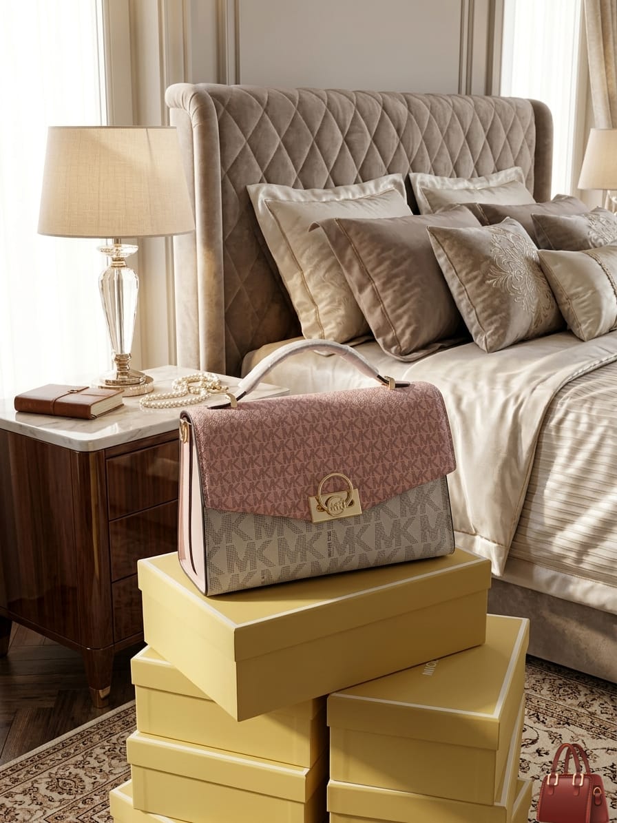 Michael Kors MK Satchel Bag Pink Color Gold Hardware - PR Collection