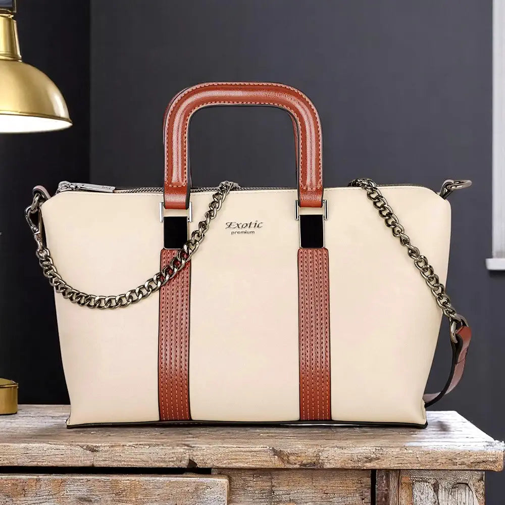 EXOTIC Solid Pattern Elegance Hand Bag For Women | Chain Handle | Shopping Bag | Occasional Bag | Perfect for Gift