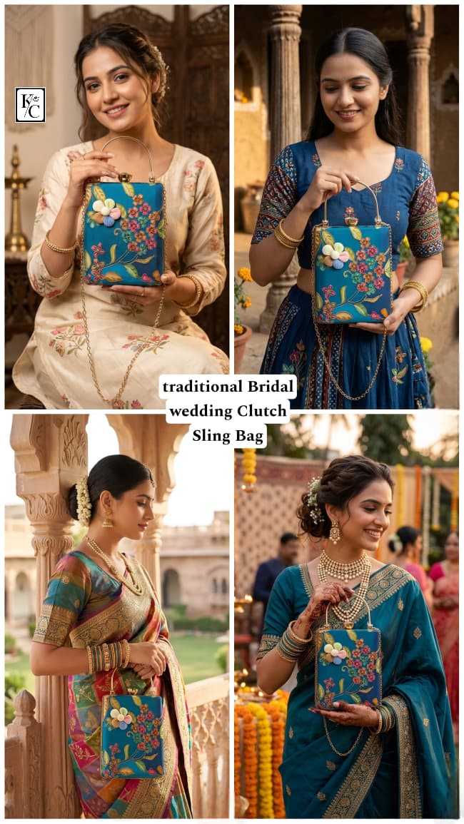 Indian Bridal Wedding Bucket Clutch Sling Bag - PR Collection