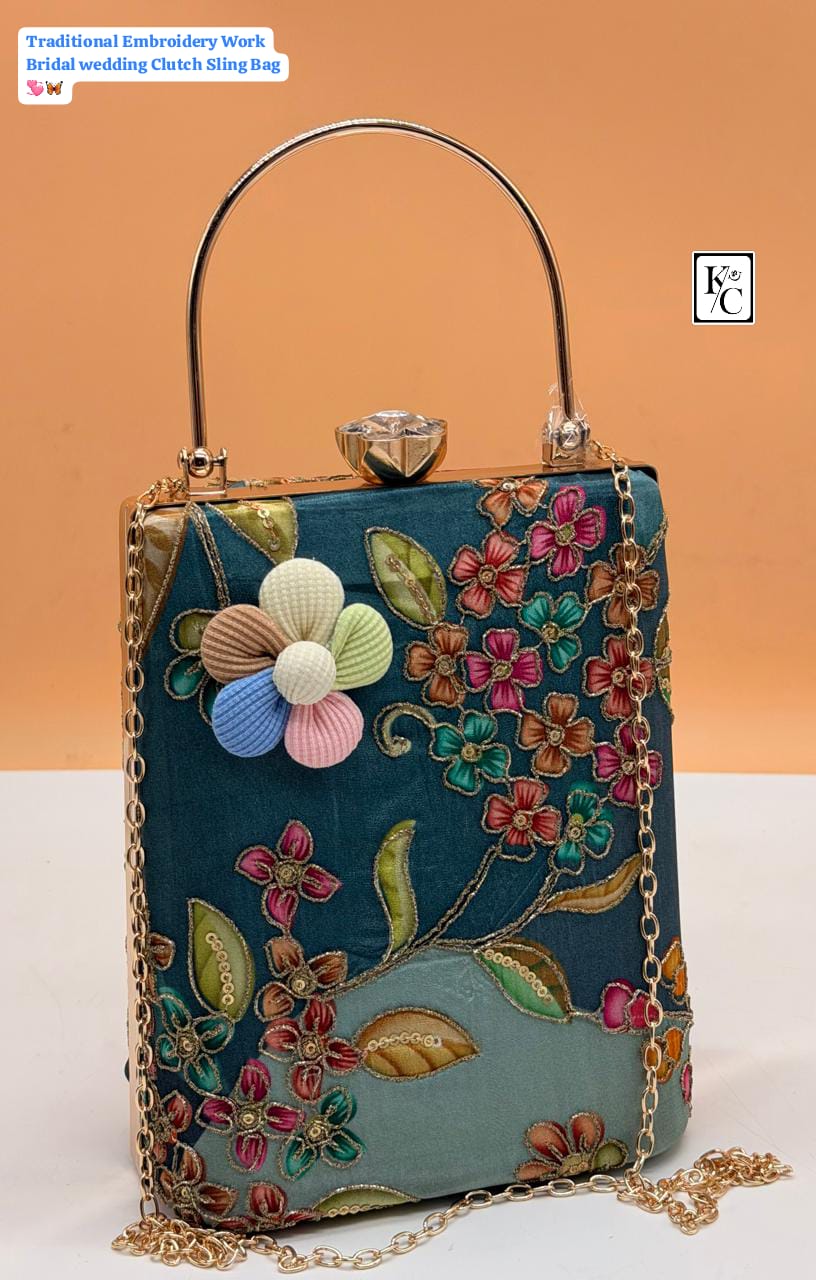 Indian Bridal Wedding Bucket Clutch Sling Bag - PR Collection