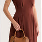 Women Pebbled Leather Satchel Bag Tan Color Zipper Crossbody Shoulder Bag