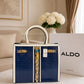 ALDO Avoma Premium Crocodile Textured Satchel Tote Bag Tan White Blue With Dust Cover - PR Collection