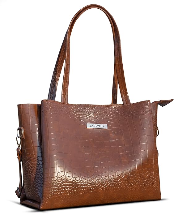 Carrylux Large Capacity Croco Pattern Tote Bag for Women - Big Shoulder Bag